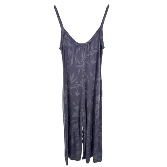 Z SUPPLY Purple Floral Wide Leg Jumpsuit Small Cropped Smocked‎ Back Pockets - Picture 3 of 7